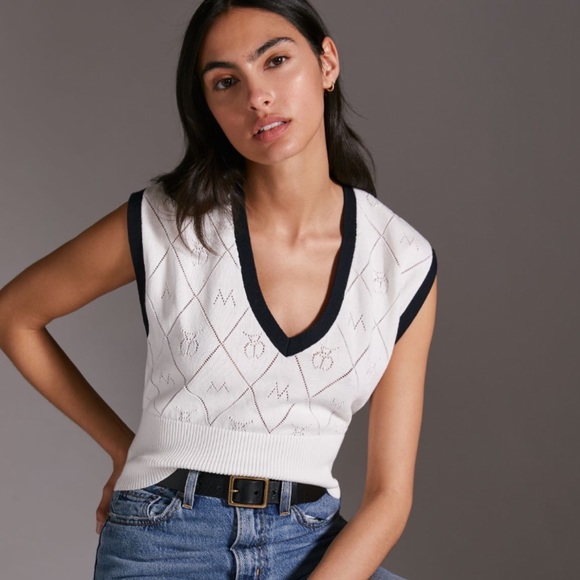 Anthropologie Tops - NWT ANTHROPOLOGIE Maeve Violette Icon M/ Cherry Logo Vest L